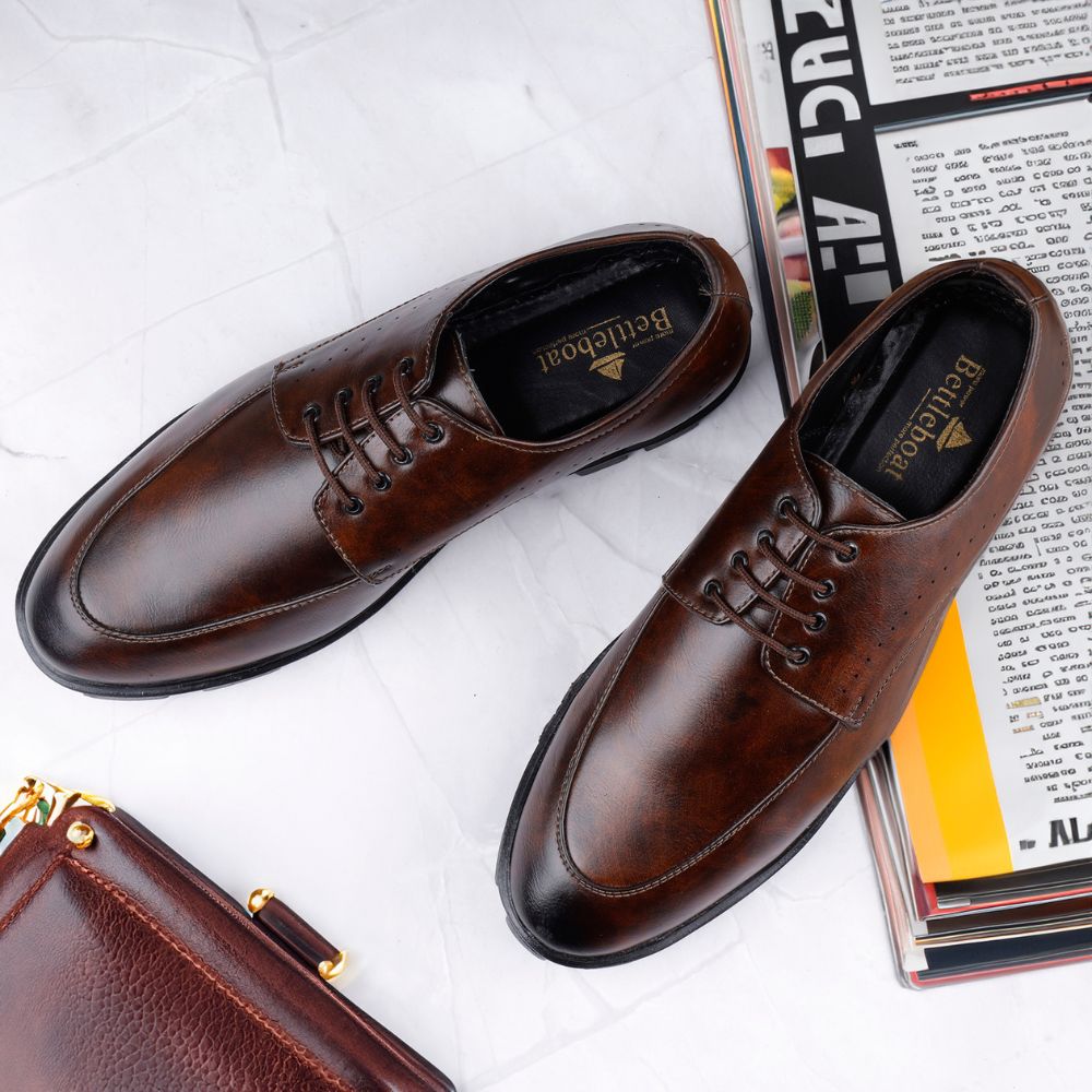 UNISEX MATTE BROWN DERBY  SHOES