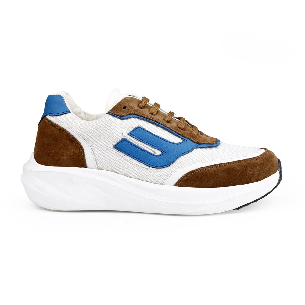 SUEDE JOGGER SNEAKERS WITH MESH MACRON – WHITE BLUE